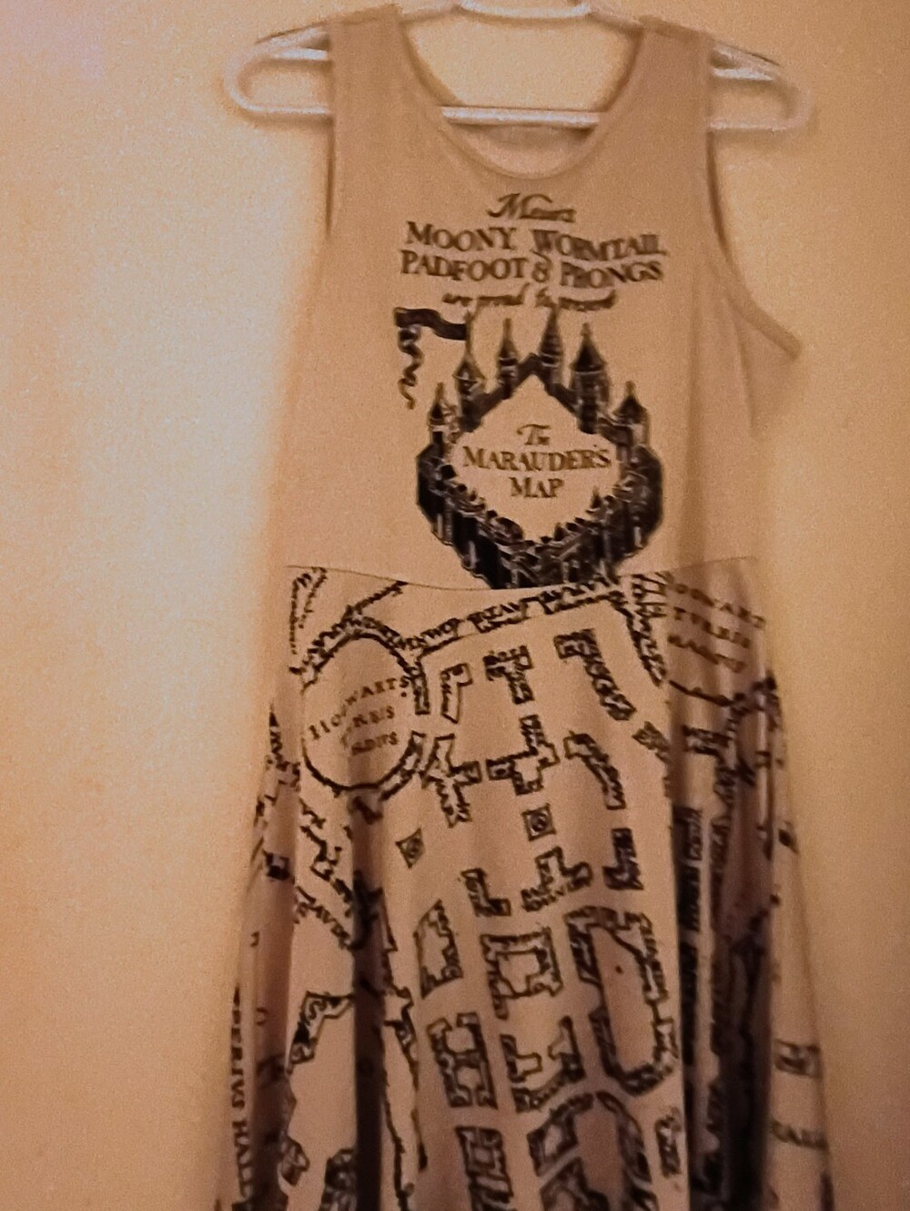 Marauder's Map Kids Sleeveless Dress - Cream with Black Print